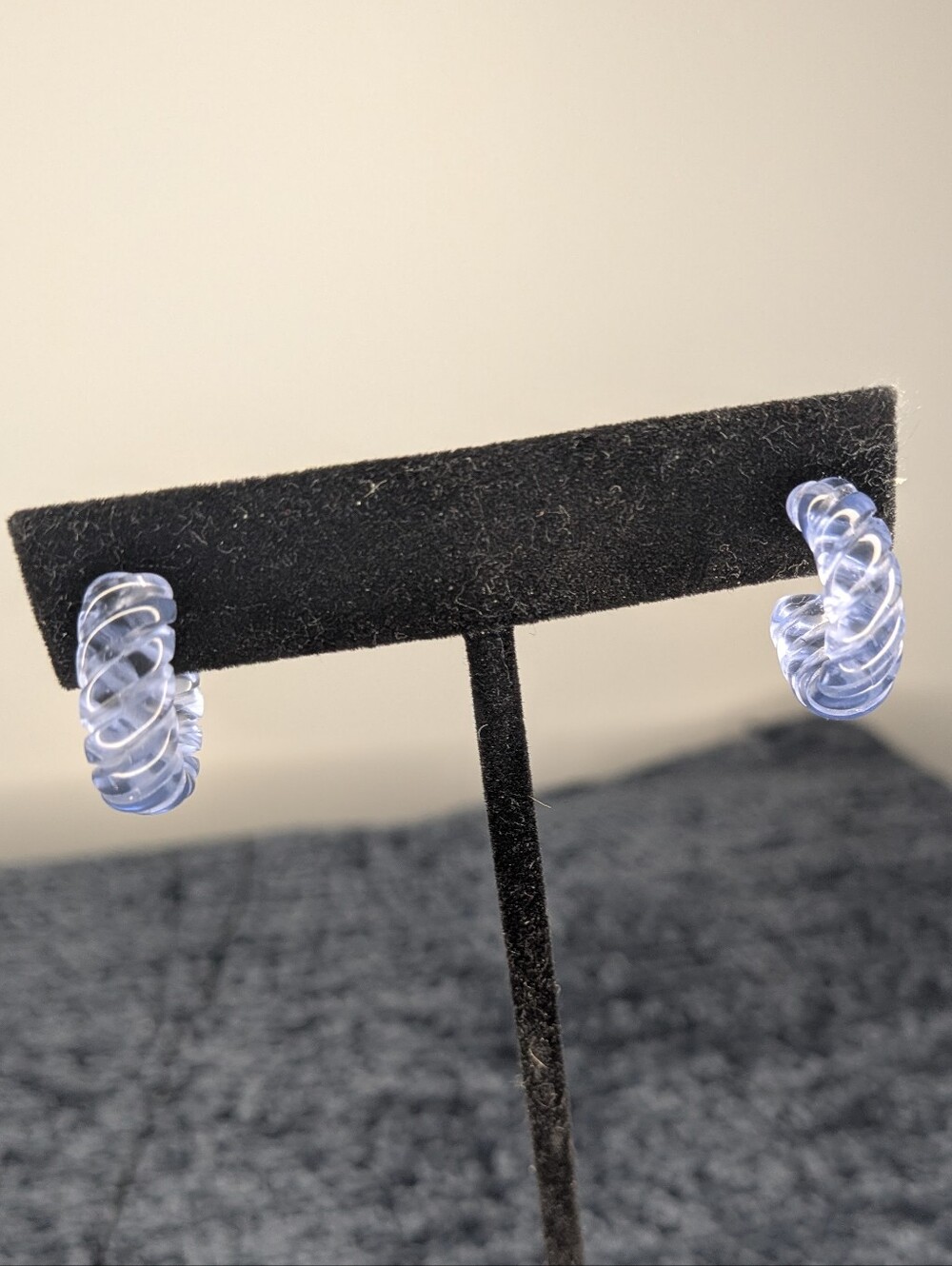 Nordstrom Translucent Light Blue Acrylic Twisted Hoop Earrings – Post Back